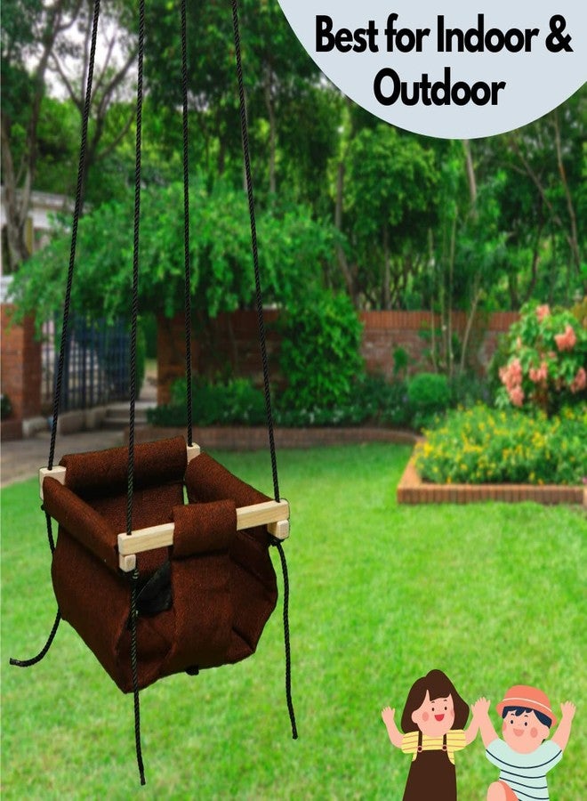 Patiofy Swing for Kids | Hanging Baby Swing for Indoor & Outdoor Use | Kids Swing | Jhula for Baby | Baby Garden Swing | Jhula for Kids | (6 Months to 3 Years- Brown) - Image 4